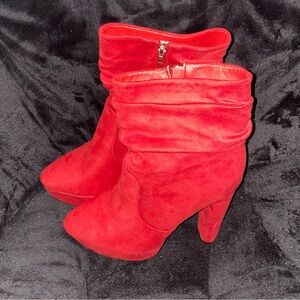 Shoe Dazzle Vibrant Red Heeled Boots